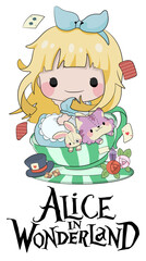 Obraz na płótnie Canvas Alice In Wonderland Disney Cartoon illustrator
