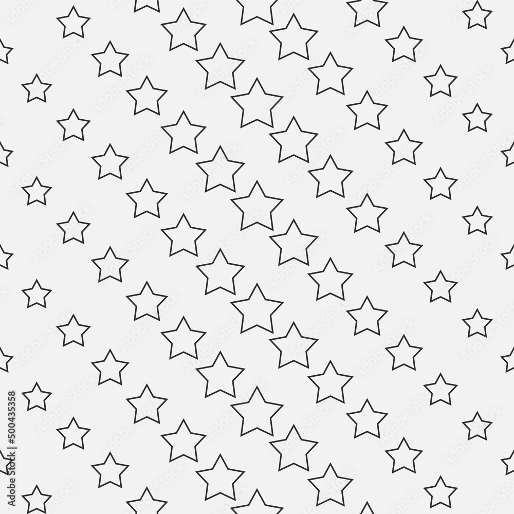 Poster Forms of empty stars inside on a white background. A vector with simple stars, where there are large stars closer to the center, and small ones at the edges.