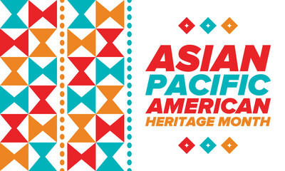 Fototapeta premium Asian Pacific American Heritage Month. Celebrated in May. It celebrates the culture, traditions and history of Asian Americans and Pacific Islanders in the United States. Poster, card, banner. Vector