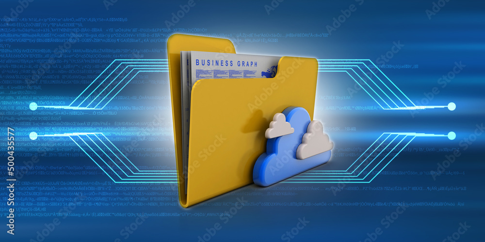 Poster 3d rendering cloud folder network