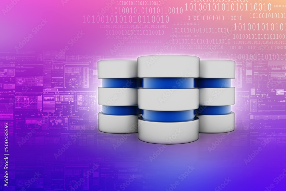 Poster 3d rendering database storage data base