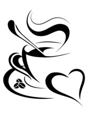 cup of coffee with heart illustrator