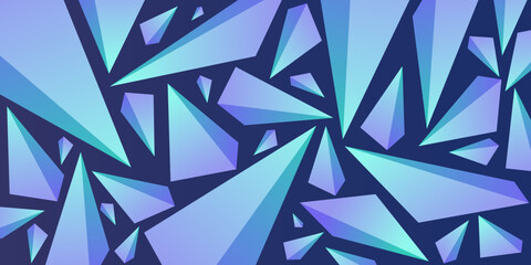 Modern Abstract background with 3D crystals. Triangles with a fashionable purple-turquoise gradient. Trendy background for banner design, landing pages, postcards, website design and social networks. 