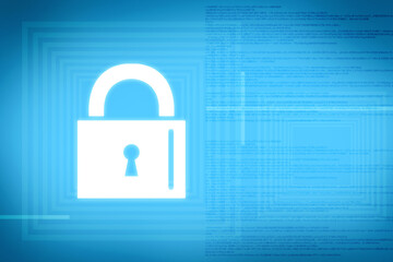 2d illustration Safety concept: Closed Padlock on digital background
