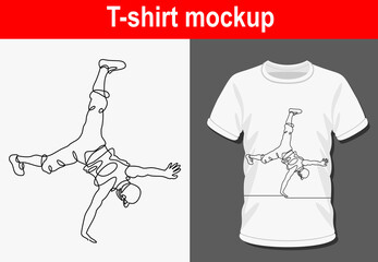 Graphic t-shirt design,break dancer ,vector illustration for t-shirt.Continuous line drawing
