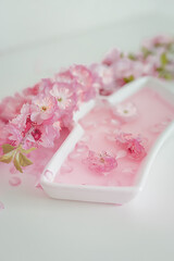 pink rose petals on plate