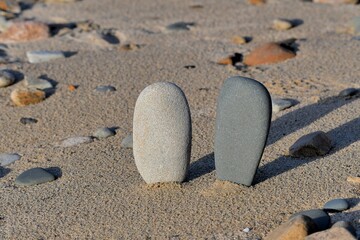 Beautiful pebbles on the sand