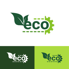 Fototapeta premium Setting Eco Leaf Label. Logos of green leaf ecology nature icon vector