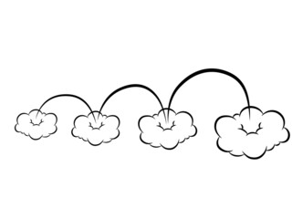 Comic style jumpelement. Jump cloud isolated on white background.