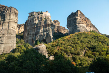 Fototapeta na wymiar travel landmark meteora monastery on the top of thessaly mountains
