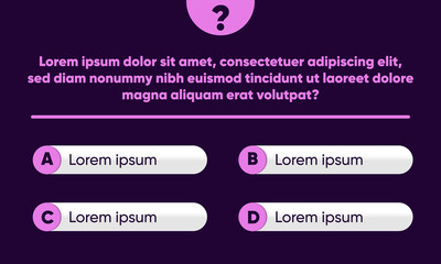 Vector template question and answers  for quiz game, exam, tv show, school, examination test. Illustration 10 eps