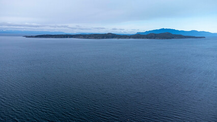 Ocean in the mountains. View of the georgia straight with Vancouver island in the distance