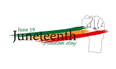Juneteenth Freedom Day. June 19 African American Liberation Day. Black, red and green. 2022. Vector