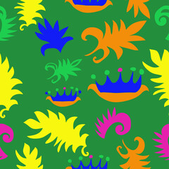 Seamless stylized colored floral  motif . Hand drawn.