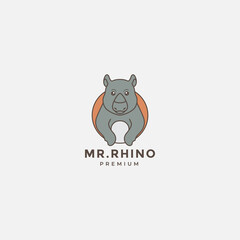 rhino cartoon cute logo design vector graphic icon symbol illustration