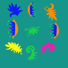 Stylized colored floral  motif . Hand drawn.