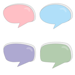 Thought frame. Doodle. Speech bubble. Dream cloud. Talk balloon. Quote box. Set blank empty speech bubbles vector icon illustration isolated.