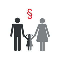 custody and dispute in the case of separation with a child pictogram info graphic
