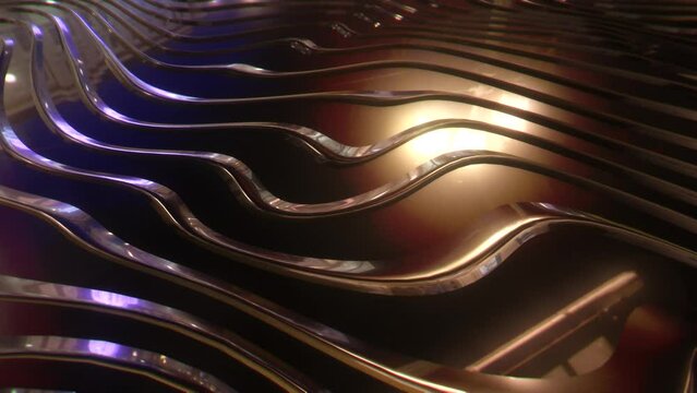 Animazione 3D di un piano a rilievo onde in metallo