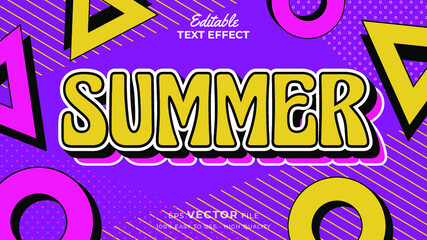Fototapeta premium Editable text style effect - summer retro old school cartoon text in groovy style theme
