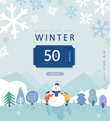 Winter shopping event illustration. Banner. Pop-up
