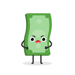 Angry money banknote. Vector flat cartoon character illustration.