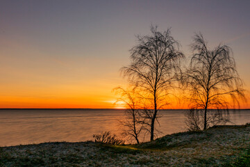 Fototapeta na wymiar Sunset in Jastarnia - March