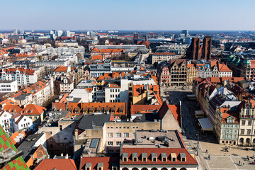 Fototapeta na wymiar View of Wroclaw center, Poland on sunny day