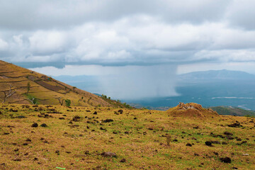 Storm clouds over valley at Mount Mtelo, West Pokot, Kenya