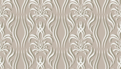 Beige pattern made of leaves. Vertical strips. Seamless pattern. wallpaper