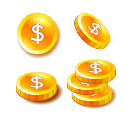 gold coins illustration on white background