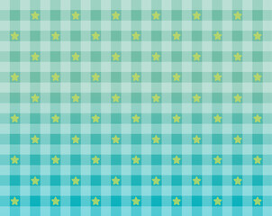 Seamless plaid pattern with green gradient stars