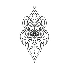 Flower line art design for decoration, packaging, card, coloring book page or anti stress.