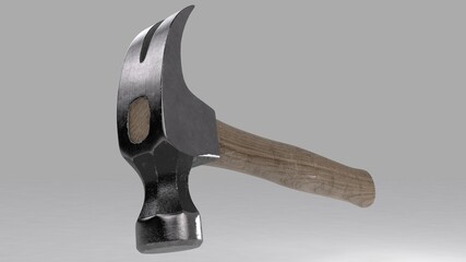 3d illustration. A beautiful view of hammer toll on a gray gradient background.