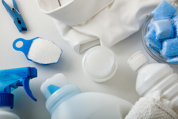 Cleaning products for white clothes with shirt and towel top
