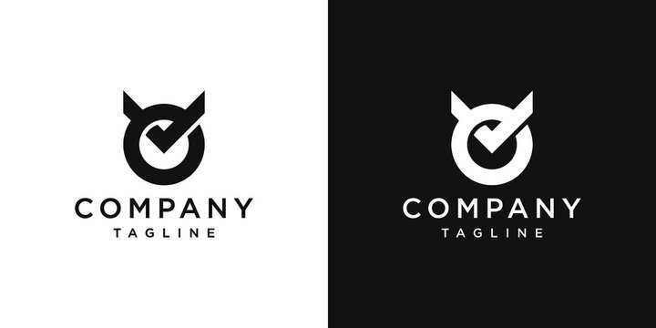 Creative Letter VO Monogram Logo Design Icon Template White and Black Background