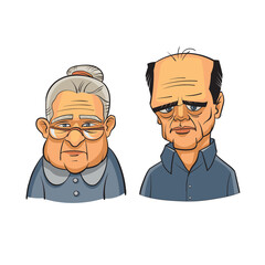 An elderly couple in need of attention. Grandma and grandpa