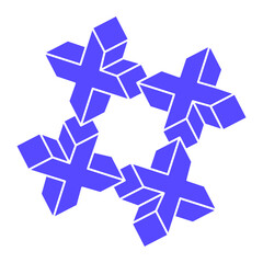 Impossible shapes. Sacred geometry. Optical illusion figure. Abstract eternal geometric objects. Impossible endless outline shapes. Op art. Impossible geometry shape on a white background. Line art.