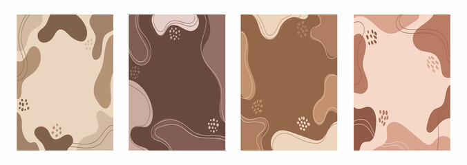 Abstract boho backgrounds and highlights icons for instagram stories. Set of vector vertical minimal cover templates for social media design. Coffee and chocolate colors