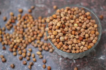 Chickpeas decorated in a glass bowl