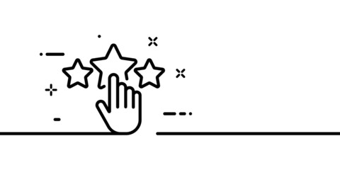 Recommendation icon. Feedback, review, 3 stars. Leave a review about a product or service. One line style. Vector line icon for Business and Advertising