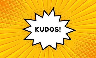 Speech bubble with kudos text. Boom retro comic style. Pop art style. Vector line icon for Business and Advertising