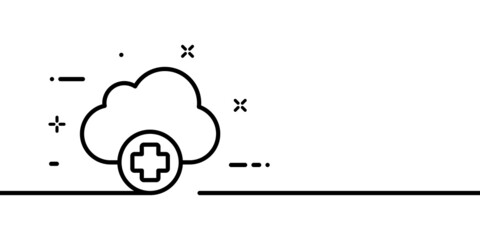 Loading line icon. Upload data to cloud button, cloud storage. One line style. Vector line icon for Business and Advertising