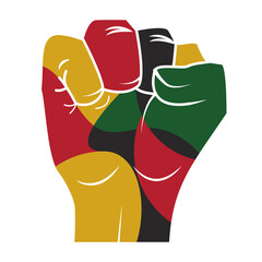 african fist with colors flag