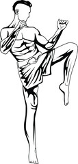 Illustration of a Muay Thai Fighter Kick boxer - Martial art - self defense art