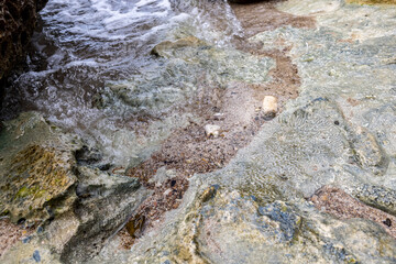 Coral rock at the shore of Playa Jeremi on the Caribbean island Curacao
