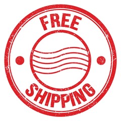 FREE SHIPPING text on red round postal stamp sign