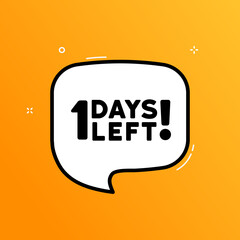 Speech bubble with 1 days left text. Boom retro comic style. Pop art style. Vector line icon for Business and Advertising