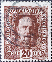 Austria - circa 1916: a postage stamp from Austria, showing a portrait of Emperor Franz Joseph