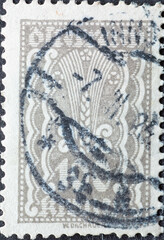 Austria - circa 1922: a postage stamp from Austria, showing a symbolism: ear of corn